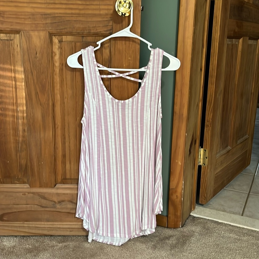 Pink Rose Vintage- tank top, size M, pink and white striped.